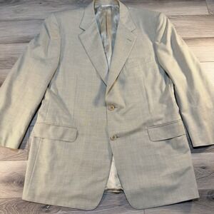 Canali Blazer Mens 56 Beige Plaid 100% Virgin Wool Dual Vented
